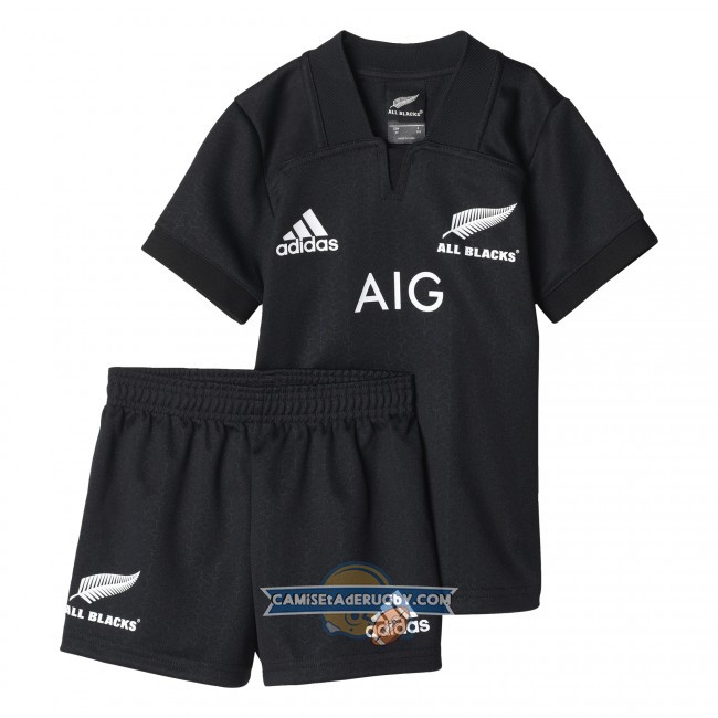 Camiseta Ninos Kit Nueva Zelandia All Blacks Rugby 2017 Local